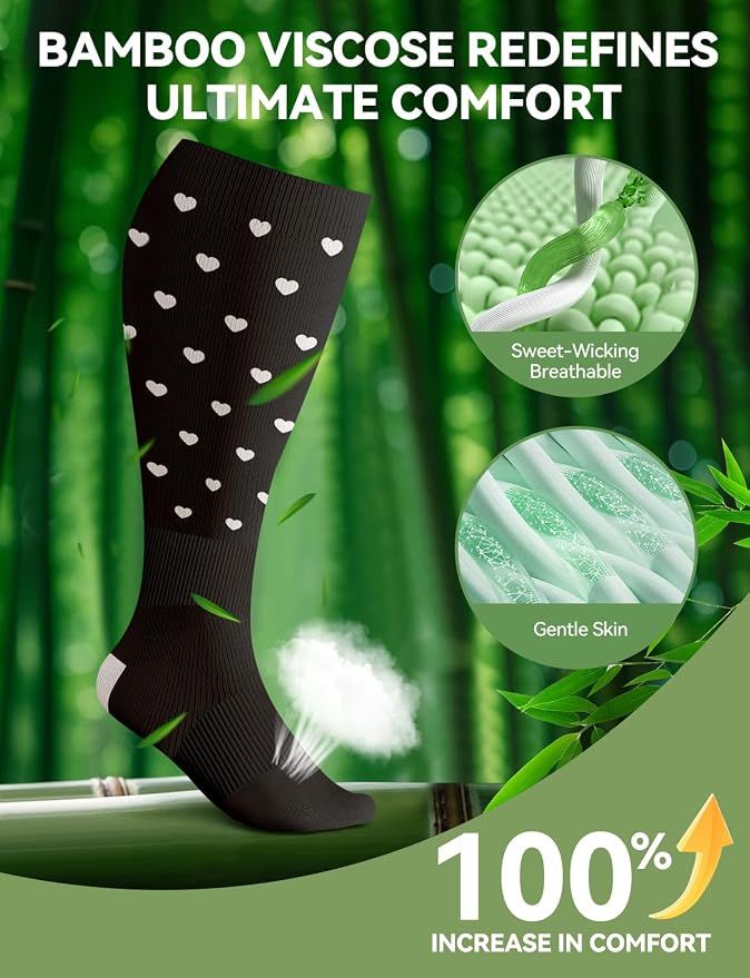 Plus Size Compression Socks for Women & Men Wide Calf, 20-30mmhg Knee High Stockings for Pregnancy, Nurse, Travel - Image 2