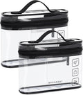 BAGSMART TSA Approved Toiletry Bag, 2 Pack Clear Makeup Cosmetic Bag Organizer, Quart Size Travel Bag for Toiletries, Carry-on Travel Accessories Essentials, Black-2pcs by BAGSMART
