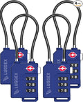 LUGGEX 4 Pack TSA Locks for Luggage, Luggage Locks TSA Approved | Suitcase Locks in Gift Box, Ultra-Light 33g Combination Cable Locks, Easy-Read Dials for Suitcase Backpack Gym, Blue by LUGGEXLUGGAGE