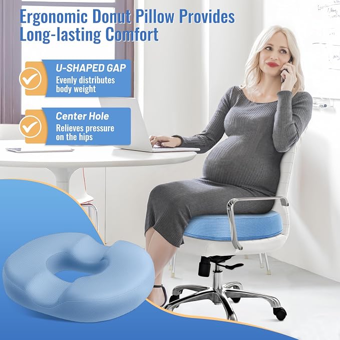 CloudBliss Donut Pillow Stadium Seat Cushion for Tailbone Pain Relief and Hemorrhoids, Memory Foam Seat Chair Cushion, Portable Seat Cushions for Bleachers, Car, Home & Office - Image 9