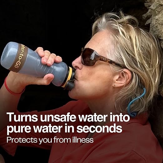 Water-to-Go Travel Water Filter Bottle, 18.5oz/55cl | Compact Filtered Water Bottle for International Travel, Removes Viruses, Eco-Friendly Bioplastic, New Leakproof Lid - Image 2