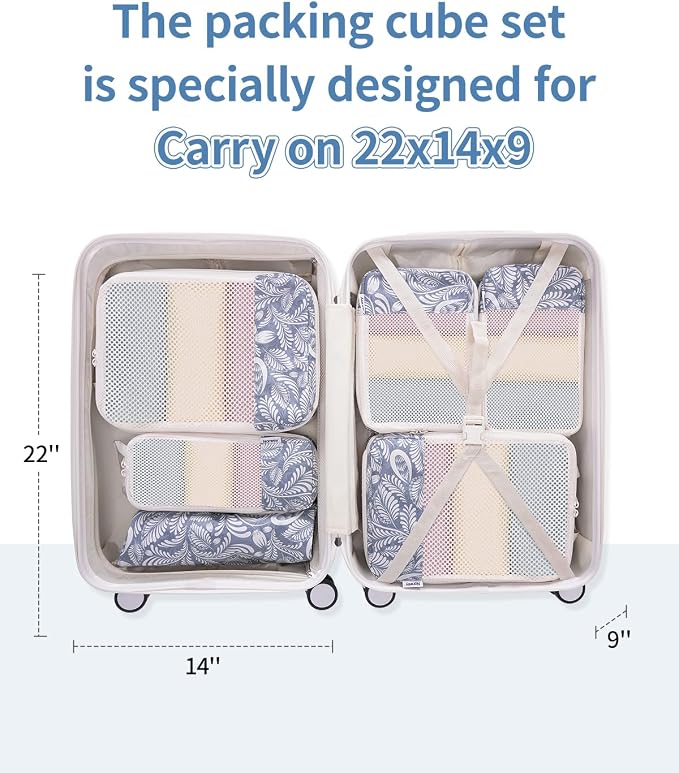 Narwey 6 Set Compression Packing Cubes for Travel Women Men, Travel Cubes for Carry On Suitcase, Durable Compression Luggage Organizer Bags - Image 2