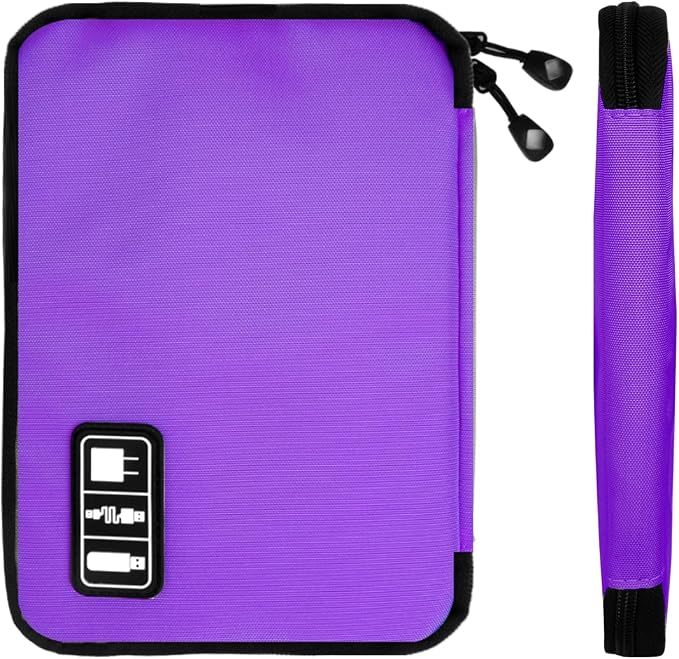 Lcsmaokin Electronics Travel Organizer,Portable Waterproof Electronic Travel Storage Bag for Small Charging Cord Storage,Charger,SD Card etc,for Travel,Business-Purple Green - Image 5