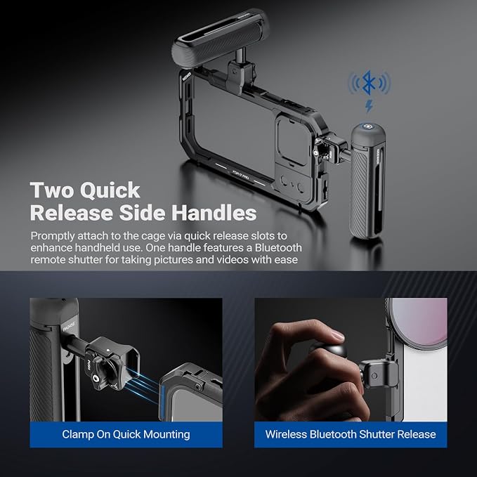 NEEWER Phone Cage Kit Compatible with iPhone 17 Pro Only, Video Rig Stabilizer Accessories with 67mm Filter Ring, 17mm Lens Backplate, T Mount Adapter, Two Quick Release Handles, PA143 (Black) - Image 5