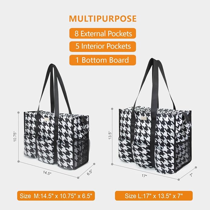 TOPDesign Utility Water Resistant Tote Bag with 13 Pockets, Top Zipper Closure & Thick Bottom Support, for Working Women - Image 2