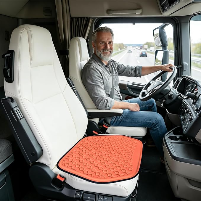 Zpana Gel Car Seat Cushion, Non-Slip & Comfortable Automotive Chair Protector Pad for Driving, Breathable Vehicle Interior Mat Cover Accessories, Universal Fit (Orange) | Comfortable Automotive Chair Protector Pad, Vehicle Interior Mat Cover Accessorie... - Image 4