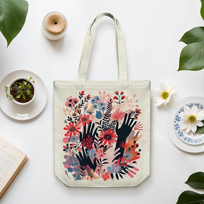 itgowisa Canvas Tote Bag for Women, Tote Bag with Zipper Inner Pocket, Zippered Canvas Bag for Shopping Work Grocery Everyday - Image 8