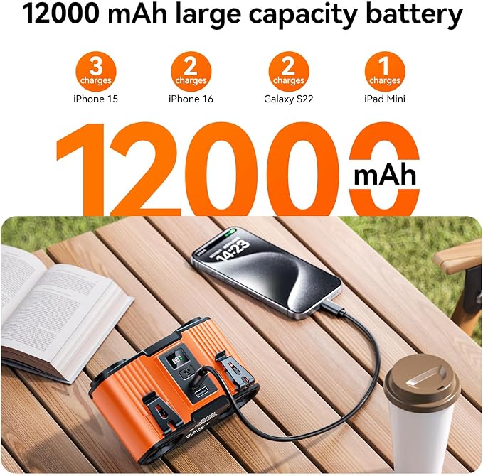 Doublepow 12000mAh Portable Waist Fan, Personal Waist Fan, Dual Air Ducts Motors, USB Rechargeable Clip On Belt for Working, 10 Speeds & 23H Wearable Neck Cooling, for Outdoor, Work, Travel (Orange) - Image 2