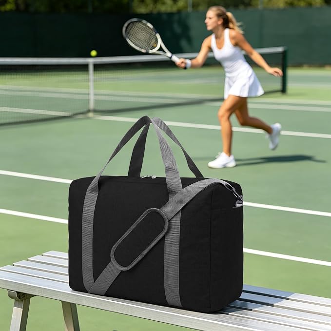 30L Foldable Underseat Travel Duffel Bag 17.3"x13.8"x7.9" – Lightweight Carry on Luggage for Women and Men, Waterproof Overnight Bag, Gym Sport Holdall, Hospital Tote with Trolley Sleeve, Black - Image 7