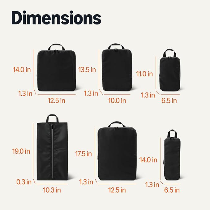 Amazon Essentials Ultralight Compression Packing Cubes, Recycled Fabric, 2 Zippers, 6-Pack, Black, for Suitcases or Backpacks - Image 5