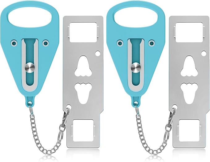 Sturdy Portable Door Lock Teal -2 Pack Door Locks for Additional Privacy and Safety in Hotel, Apartment,and Prevent Unauthorized Entry for Family Trip or Traveling Alone Home Dorms by KUOGO