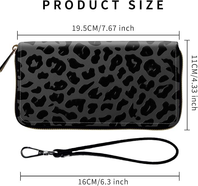 Wallet,Leather Long Wallet Suitable For Ladies And Teenagers - Detachable Wristband + RFID Travel Wallet With Card Slot - Leopard Print - Image 2