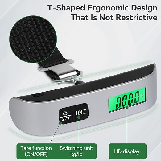 Luggage Scale, 110 Pounds Digital Luggage Scale Battery Included | Widen Upgrade Rubber Grip, with LED Display, Portable, Temperature Sensor, Peeling Function for Travel - Image 4