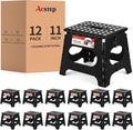 12 Pack 11 Inch Folding Step Stool, Sturdy Plastic Foldable Step Stool for Kids & Adults, Non Slip Lightweight Collapsible Foot Stools Holds 300 lbs, Ideal for Kitchen, Bathroom, Outdoor, Black by ACSTEP
