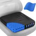 TushGuard Gel Seat Cushion for Long Sitting, Breathable Thick Patent Design | Enlarged Cooling Chair Pad for Office Chair, Wheelchair, Desk Chair, Supportive Car Cushion (Standard, Black+Blue) by TushGuardSeatCushonsPillows