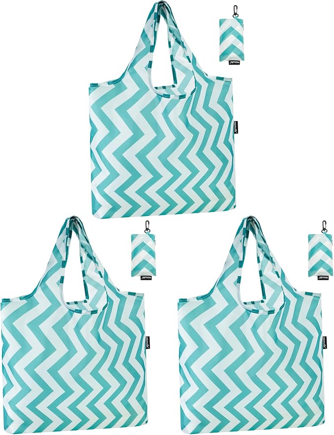 HOLYLUCK Reusable Grocery Bags,Heavy Duty Foldable Shopping Tote Bag (Standard, Green wave) by holyluck