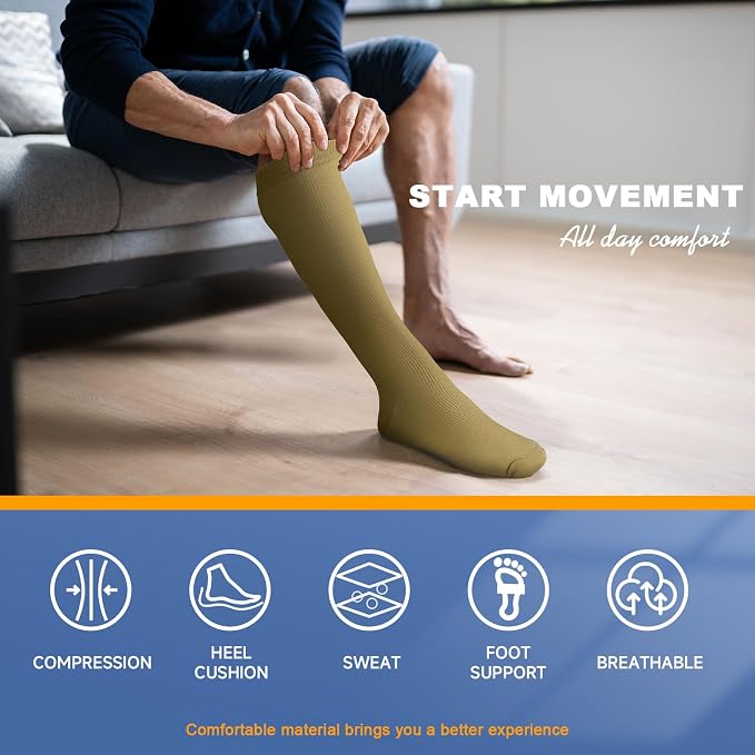 cerpite Compression Socks for Women & Men 6 Pairs Knee High Compression Socks 20-30 mmhg Best for Running,Nurse,Travel - Image 6