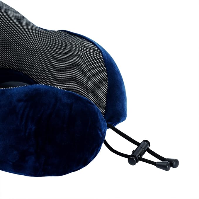 Memory Foam Travel Pillow, Neck Pillow with 360-Degree Head Support, Comfortable and Lightweight, Ideal for Sleeping on Airplane, Car, Train, Bus and Home Use, Comes with Storage Bag (Blue) - Image 4
