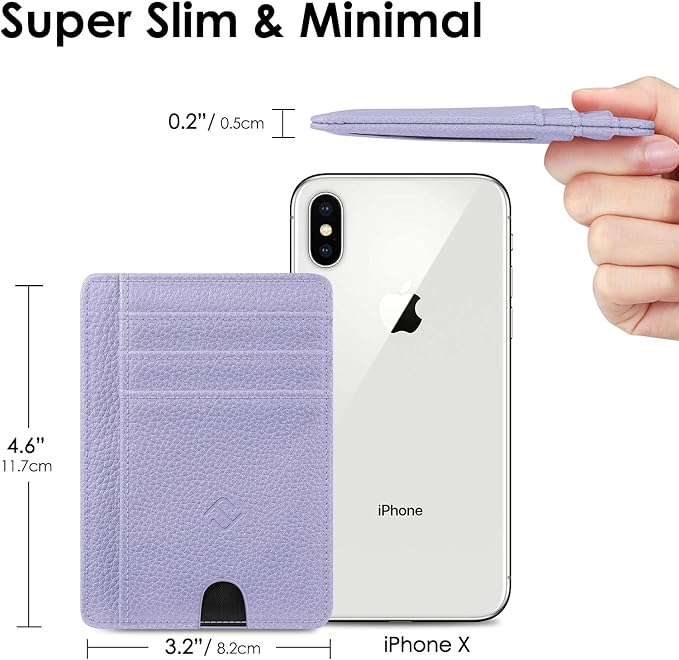 FINTIE Slim Front Pocket Wallet, RFID Blocking Credit Card Holder | Minimalist Card Cases with ID Window for Men Women, Lilac Purple - Image 6