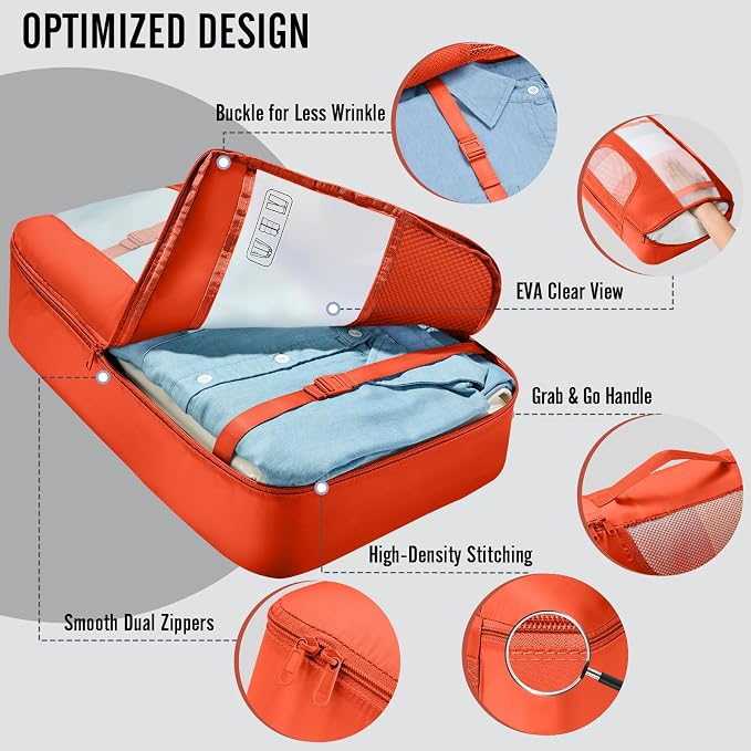 Veken 8 Set Packing Cubes for Travel Essentials, Suitcase Organizer Bags in 4 Sizes, Carry-On Luggage Accessories with Laundry Bag, Airplane Must Have with 99-Count Mesh Holes - Image 4