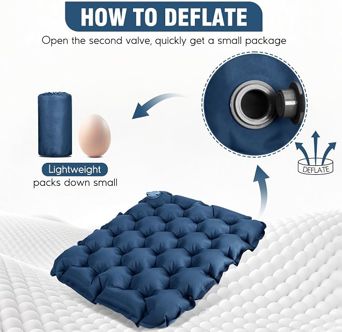 Inflatable Seat Cushion Portable Lightweight Stadium Seat Pad | Travel Air Seat Cushion for Long Flights Camping Hiking Bleacher Airplane Stadium Office (Blue) - Image 4
