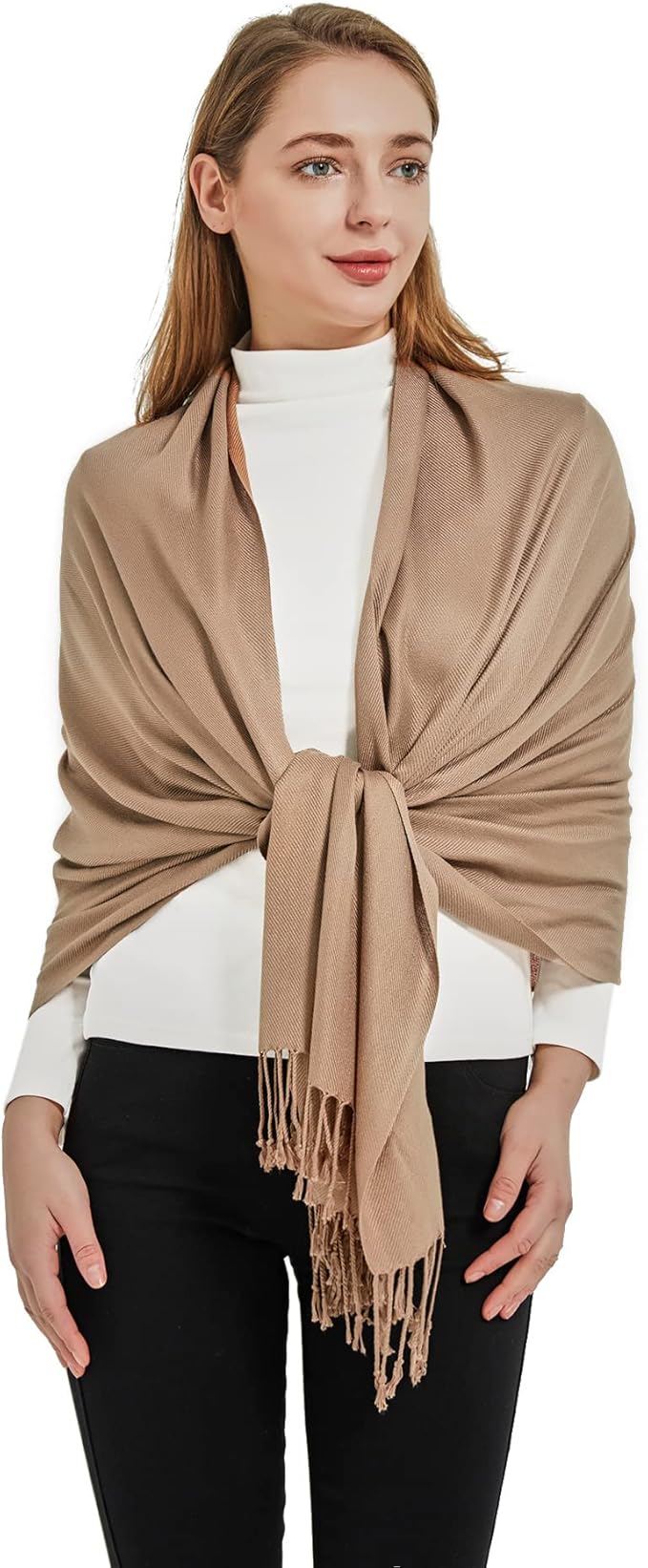 Soft Silky Pashmina Shawl Wraps Solid Colors Scarf for Wedding Evening Dresses by Ronfoxi