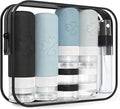 26-Piece TSA Approved Travel Toiletry Kit, Leak-Proof Silicone Refillable Bottles for Shampoo, Conditioner & Lotion, Travel Size Containers with Pill Organizer, Spray Bottle & Sewing Kit by GILuxe