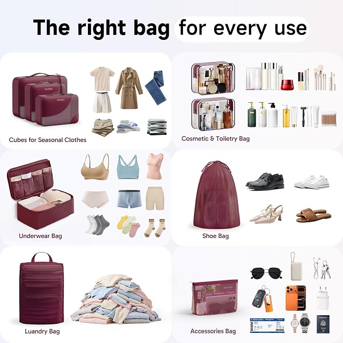 OlarHike 9 Set Packing Cubes for Travel,Gifts for Women Mom,Anti-Tearing Suitcase Organizer,with Over 1000 pcs Mesh Holes,Vacation Essentials & Accessories for Cruise Ship - Image 8