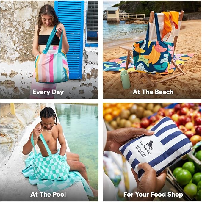 Dock & Bay Everyday Beach Tote Bag - Reusable Carrier Bag for Daily Use - Carries Up to 10kg - 100% Recycled Materials - Image 2