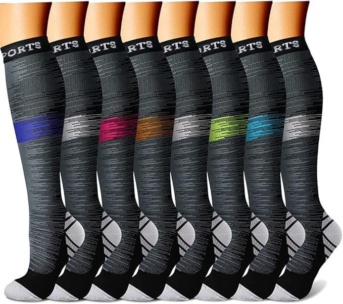 CHARMKING Compression Socks for Women & Men Circulation (8 Pairs) 15-20 mmHg Best Calf Socks Support for Athletic Cycling by CHARMKING