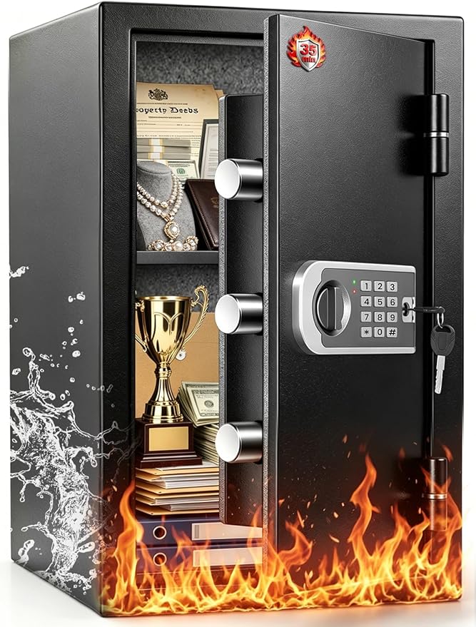  2026 Fireproof Safes for Home| 1700°F 35-Min Protection | 2.8 Cuft Fire Proof Safes with Digital Keypad, Smart Alarm, Bolt-Down Design| Safety Box For Documents Jewelry Electronics by FOWORE