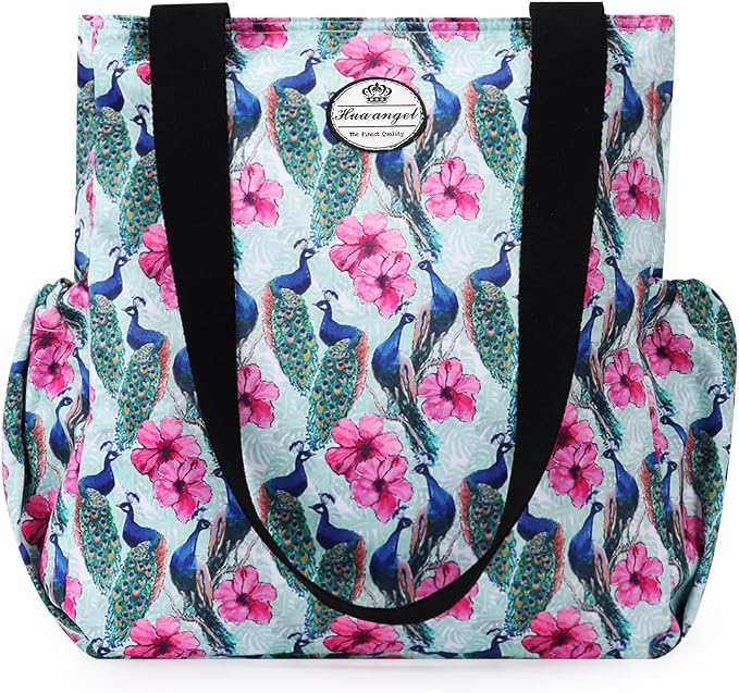 HUA ANGEL Floral Tote Bag - Casual Shoulder Bag Daily Tote Bag with Zipper Gym Travel Shopping Work Handbag for Women by Huaangel
