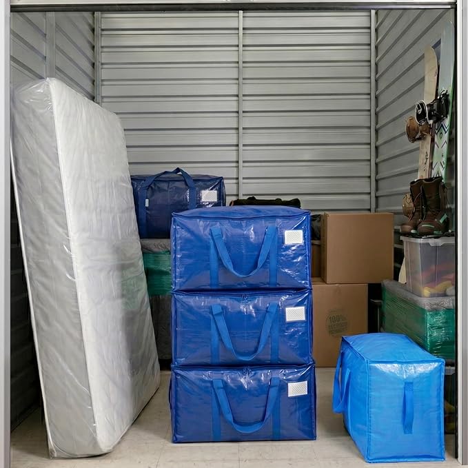 TICONN 12 Pack Extra Large Moving Bags Heavy Duty with Zippers & Carrying Handles, Durable Storage Bags Moving Boxes for Closet Organizers and Storage (12 Pack, Olive) - Image 4