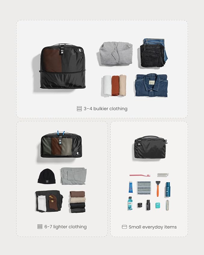 tomtoc 3 Set Packing Cubes for Travel, Compression Expandable Organizers | Odor-resistant Travel Bag Pouch for Backpack & Suitcase, Luggage Organizer Accessories for Travel Essentials Storage - Image 6