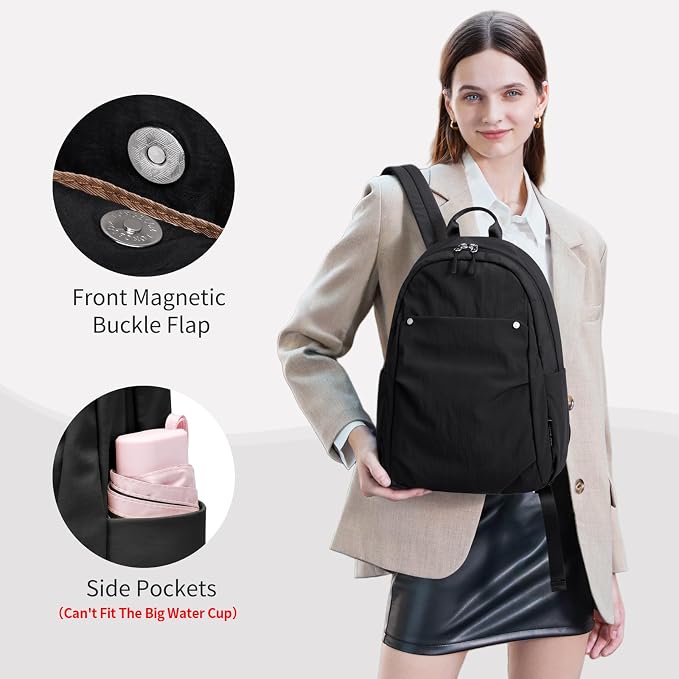 Mini Backpack for Women Fashion Small Backpack Purse Lightweight Daypack for Work Trave Daily,Black - Image 2