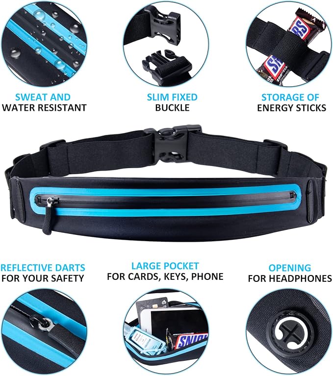 Running Belt Fanny Pack, Running Waist Pack for Women & Men USA Patented Hands-Free Reflective Runner Pouch Belt Fitness Workout Bag No-Bounce Adjustable Sport Travel Fanny Pack Cell - Image 2