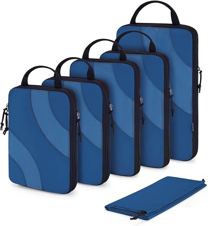 BAGSMART Compression Packing Cubes for Travel | Lightweight suitcase organizers bag set, space-saving double zipper expansion for carry-on luggage & travel organization by BAGSMART