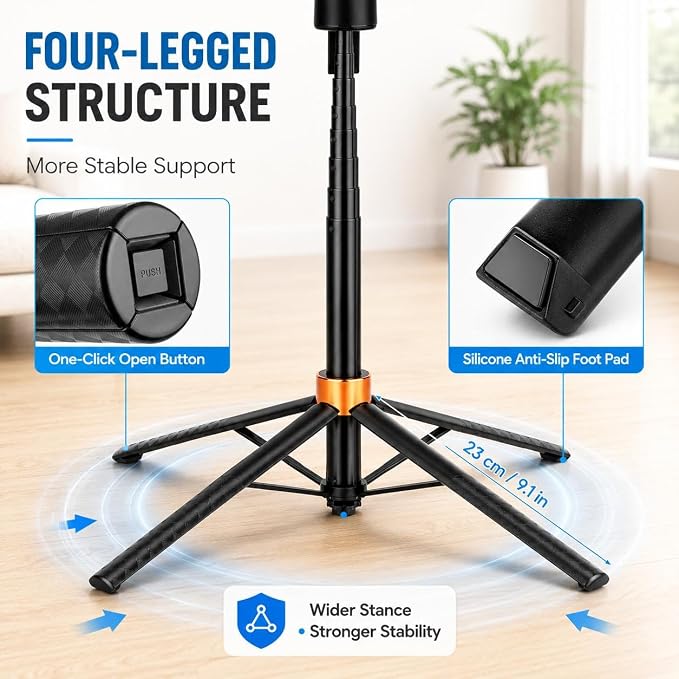70" Auto Face Tracking Tripod, 360° Smart Phone Holder with Wireless Remote, Selfie Stick for iPhone Android, No App Needed, Video Recording Vlogging Live Streaming - Image 7