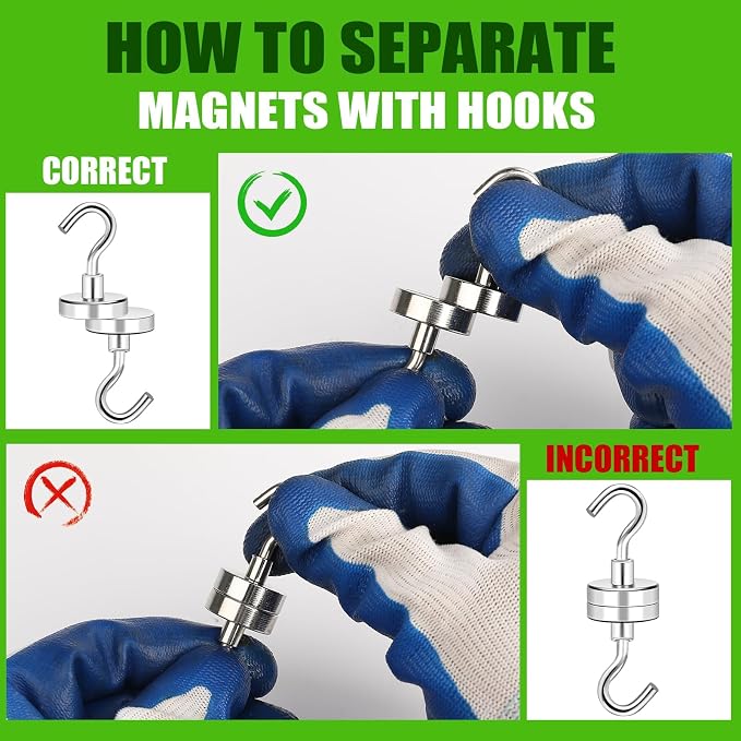 Magnetic Hooks 170Lbs Heavy Duty Magnets with Hook for Cruise Cabin | Strong Magnet Hooks for Hanging Super Metal Magnetic Hanger for Grill Fridge Kitchen Pack of 25 - Image 5