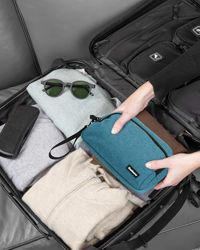 Portable Electronics Organizer Travel Case, Double Layers Tech Organizer, All-in-One Charger Storage Bag for Charging Cable, USB Cord, Charger, Power Bank, Flash Drive, Blue - Image 6