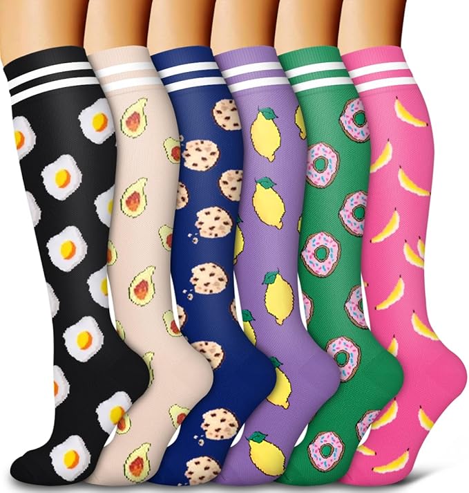 6 Pack Copper Compression Socks for Women and Men Circulation-Best Support for Medical,Running,Nursing,Athletic by Bluemaple