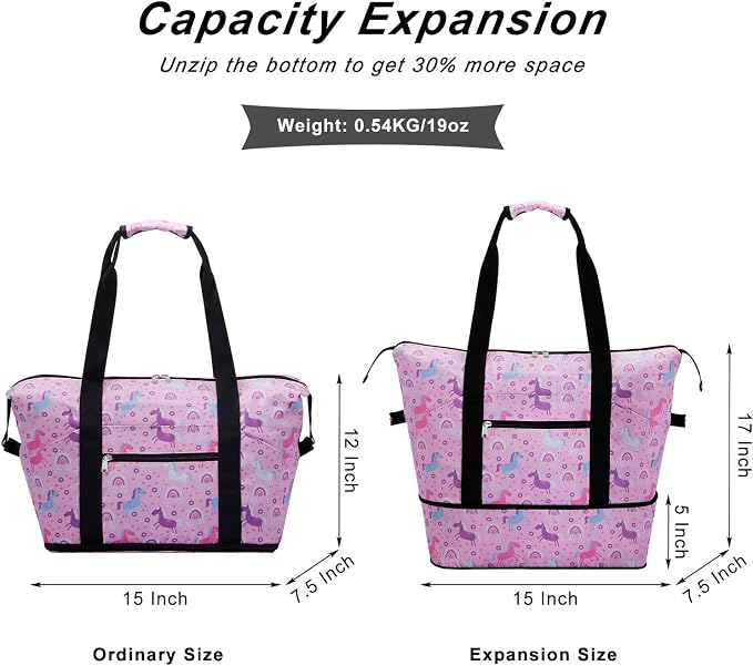 Expandable Duffel Bag for Women with Trolley Sleeve/Wet Pocket Weekender Travel Tote Large Carry On Overnight Luggage - Image 3