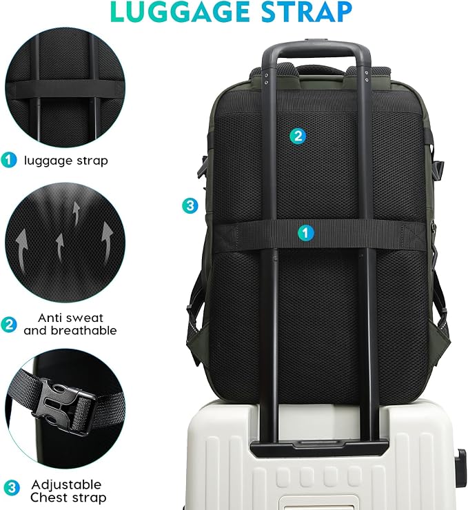 BANGE Travel Backpack with TSA lock version can hold 15.6 inch Laptop suitable Daily Commute and Overnight Flight Approved Anti-theft Bag - Image 6