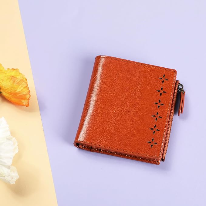 Ultra Thin Small Compact Leather Womens Girls Wallets RFID Blocking Credit Card Holder for Women - Image 5
