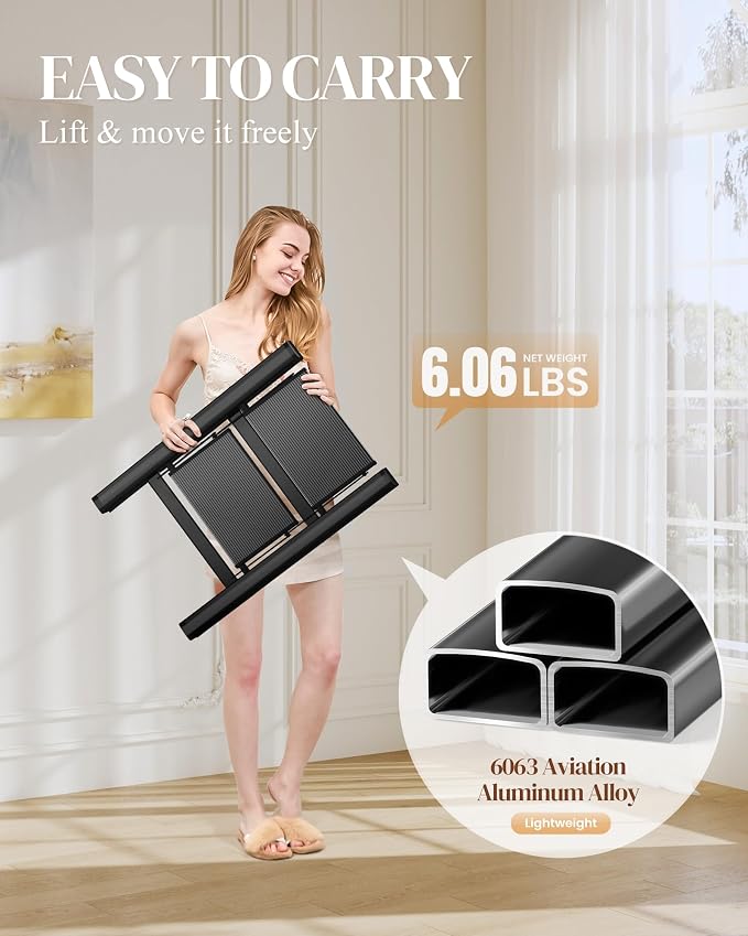2 Step Ladder, Foldable Aluminum Step Stool with Anti-Slip Pedal | Lightweight yet Sturdy, Portable, Non Slip Feet, 300Lbs Capacity, Elegant Look, for Kitchen, Closet, Pantry, Black - Image 7