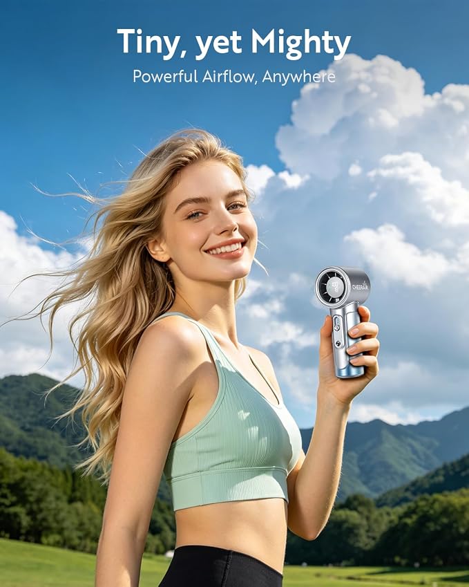 Handheld Portable Fan, 5000mAh Rechargeable Powerful Mini | Up to 18 Hours Runtime, Smart LED Display, 0-100 Adjustable Speed, Pocket Turbo Personal Fan for Makeup, Travel, Outdoor - Image 5