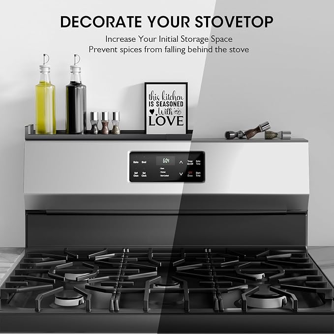 Bumusty 30" Adjustable Magnetic Stove Top Shelf, Matte Black | Expandable Spice Rack with Strong Magnetic Hold for Seasoning Storage and Kitchen Counter Organization - Image 5