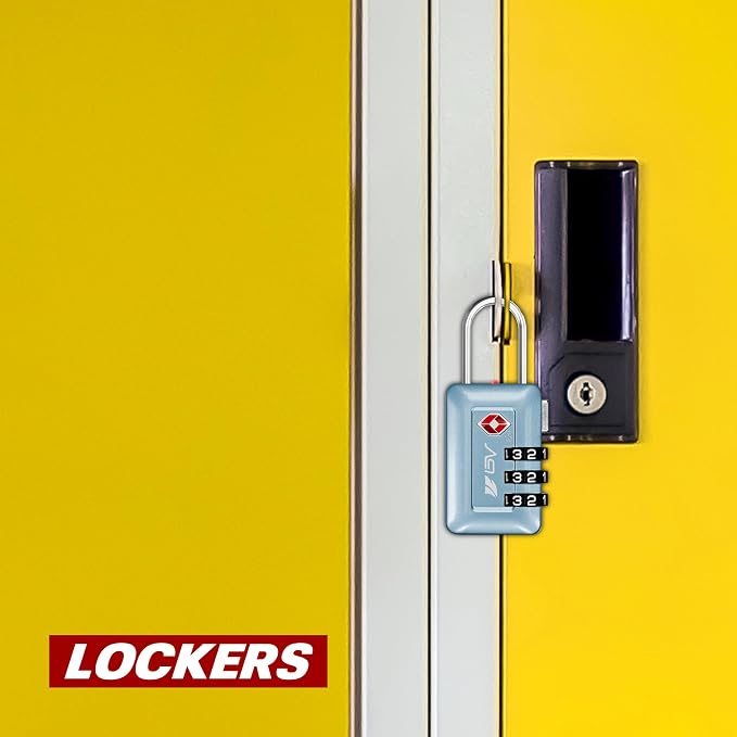 BV TSA Accepted Luggage Travel Lock, Set-Your-Own Combination Lock for School Gym Locker, Luggage Suitcase Baggage Locks, Filing Cabinets, Toolbox, Case (Arctic Blue, 2 Pack) - Image 8