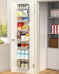 VyGrow 12.3" W Narrow Over the Door Pantry Organizer, 8-Tier Over the Door Organizer with Adjustable Basket, Pantry Door Organization for Pantry Kitchen Storage Room Spice Rack, White by VyGrow