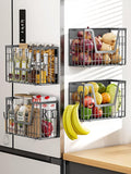 4 Pack Magnetic Shelf for Fridge, Fruit Potato and Onion Storage Bins, Magnetic Spice Rack for Kitchen Pantry Laundry Organizer, Metal Baskets Side of Fridge Organizers and Storage (Grey) by YIWANFW